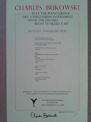 Seller image for Play The Piano Drunk Like A Percussion Instrument (Signed Broadside) for sale by MDS BOOKS