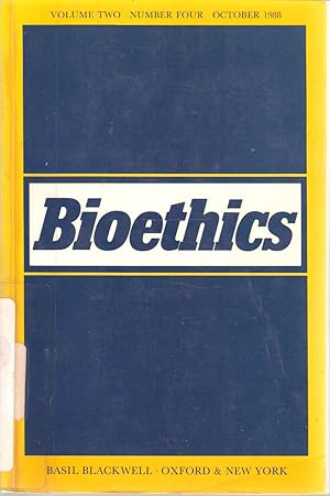 Seller image for Bioethics Volume Two Number Four October 1988 for sale by Snookerybooks