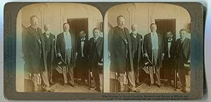 Stereo View Working For Peace - President Roosevelt And Envoys Of Mikado And Czar On The "Mayflower"