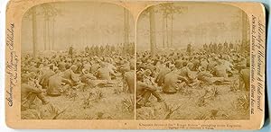 Stereo View Chaplain Brown Of The "Rough Riders" Preaching To The Regiment