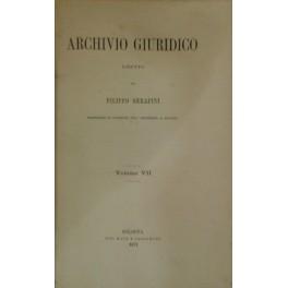 Bild des Verkufers fr Archivio Giuridico. Diretto da Filippo Serafini. Volume VII zum Verkauf von Libreria Antiquaria Giulio Cesare di Daniele Corradi