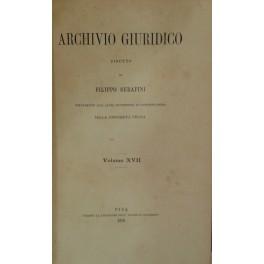 Bild des Verkufers fr Archivio Giuridico. Diretto da Filippo Serafini. Volume XVII zum Verkauf von Libreria Antiquaria Giulio Cesare di Daniele Corradi