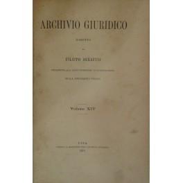 Bild des Verkufers fr Archivio Giuridico. Diretto da Filippo Serafini. Volume XIV zum Verkauf von Libreria Antiquaria Giulio Cesare di Daniele Corradi