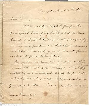 Autograph Letter Signed to George Petrie (Washington, 1783-1859, American Author of 'Rip van Wink...