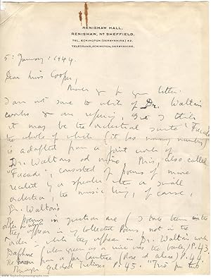 Fine Autograph letter signed in full to Miss Cooper (Dame Edith, 1887-1964, Poet)
