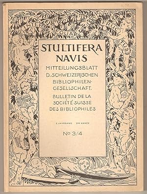 Stultifera navis. Mitteilungsblatt der Schweizerischen Bibliophilen-Gesellschaft. 2. Jahrgang. He...