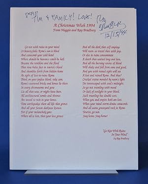 Immagine del venditore per A Christmas Wish 1994: Go Not With Ruins In Your Mind - Signed by Bradbury, Ray venduto da The Book Bin