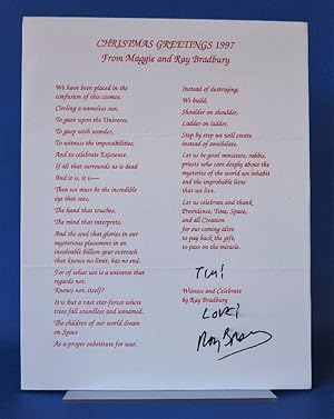 Immagine del venditore per Christmas Greetings 1997 / Witness and Celebrate - Signed by Bradbury, Ray venduto da The Book Bin