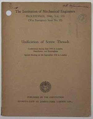 Image du vendeur pour Proceedings Volume 155: War Emergency Issue 18, 1946. Unification of screw threads. mis en vente par Lost and Found Books