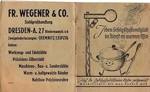 Bild des Verkufers fr Jedem Gefolgschaftsmitglied im Dienst ein warmes Essen. Auch die Gefolgschaftsfrauen kochen zeitgem. Kochrezepte, die man kennen mu. zum Verkauf von Antiquariat Puderbach