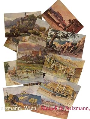 Sammlung von 18 farb. Künstler-Karten u. Post-Karten mit Motiven aus Österreich und Südtirol (dav...
