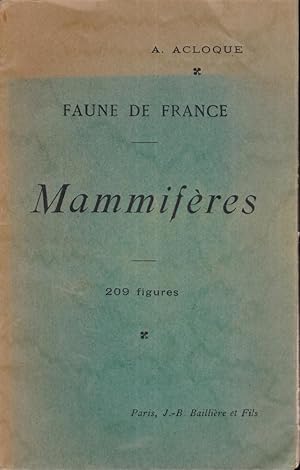 Faune de France, Mammifères, 209 figures