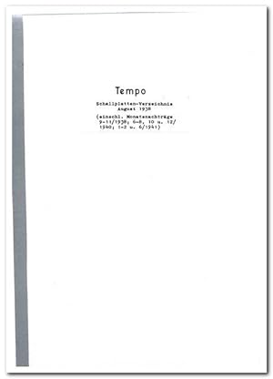 TEMPO (Schallplatten-Verzeichnis 1938 (einschließlich Monatsnachträge 9-11/1938; 6-8,10 und 12/19...