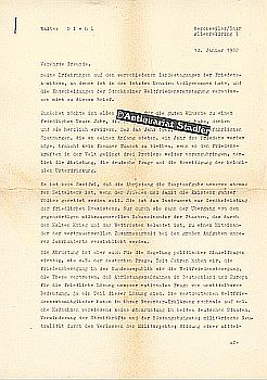 Seller image for Hektografierter Brief von Walter Diehl vom 10. Januar 1962. for sale by Antiquariat im Kloster