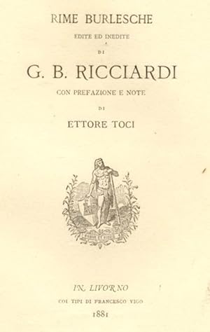 Bild des Verkufers fr RIME BURLESCHE EDITE ED INEDITE. Con prefazione e note di Ettore Toci. zum Verkauf von studio bibliografico pera s.a.s.