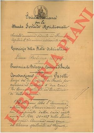 Seller image for Convenzione per il regolare possesso di due zone di terreno poste nel Comune di Imola for sale by Libreria Piani