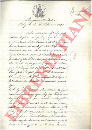 Seller image for Vendita di una zona di terreno occorrente per la tramvia Bologna-Pieve di Cento, Bologna-Malalbergo, posta fuori Porta Galliera, Parrocchia di Arcoveggio, Comune di Bologna for sale by Libreria Piani