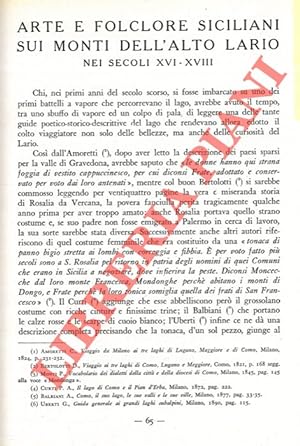 Arte e folclore siciliani sui monti dell'Alto Lario nei secoli XVI-XVIII.