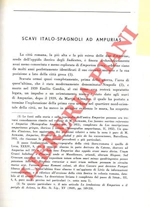 Bild des Verkufers fr Scavi italo-spagnoli ad Ampurias. zum Verkauf von Libreria Piani