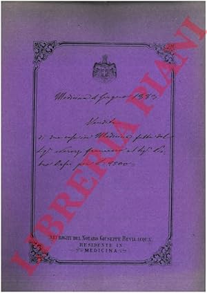 Seller image for Vendita di due casa a Medicina poste in Via Tiglio e in Via del Teatro for sale by Libreria Piani