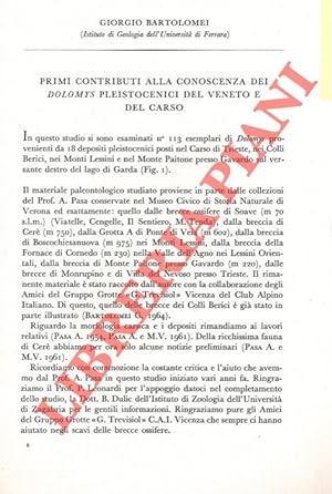 Primi contributi alla conoscenza dei Dolomys pleistocenici del Veneto e del Carso.