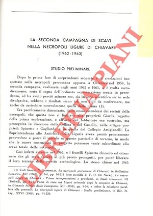 Bild des Verkufers fr La seconda campagna di scavi nella necropoli di Chiavari (1962-1963) . zum Verkauf von Libreria Piani