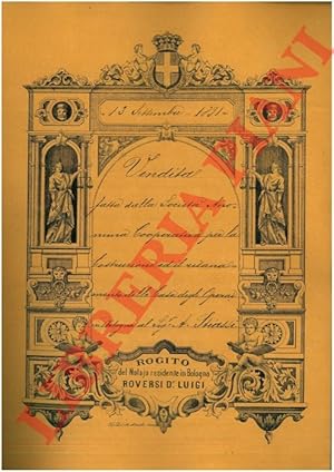 Seller image for Vendita di una casa posta fuori Sant'Isaia, Comune di Bologna for sale by Libreria Piani
