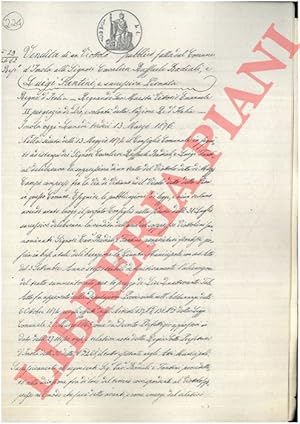 Seller image for Vendita di un viottolo pubblico detto di Mezzo Campo compreso tra la Via di Vidiuno e il Vicolo detto della Pera. for sale by Libreria Piani