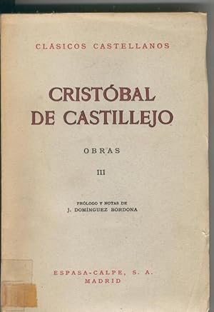 Bild des Verkufers fr Clasicos Castellanos numero 088: Cristobal de Castillejo: Obras Tomo III zum Verkauf von El Boletin