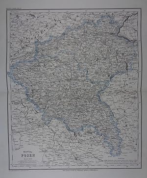 Provinz Posen. Grenzkolorierte Stahlstich-Karte v. Radefeld aus "Meyer`s Hand-Atlas". Hildburghau...