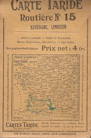 Bild des Verkufers fr Carte Taride Routire N 15 Auvergne, Limousin zum Verkauf von Bouquinerie L'Ivre Livre