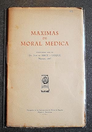 Imagen del vendedor de Mximas De Moral Mdica. Compiladas Por. a la venta por BALAGU LLIBRERA ANTIQURIA