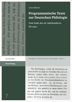 Immagine del venditore per Programmatische Texte zur Deutschen Philologie Vom Ende des 18. Jahrhunderts bis 1930 venduto da primatexxt Buchversand