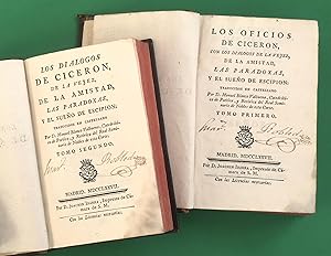 Seller image for Los oficios de Ciceron, con los Dilogos de la vejez, de la amistad, las paradoxas, y el sueo de Escipion: traducidos en castellano Por D. Manuel Blanco Valbuena, Catedrtico de Potica, y Retrica del Real Seminario de Nobles de esta Corte. Tomo primero [-segundo] for sale by Andarto B.