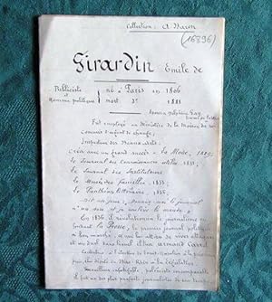 Lettre Autographe Signée d'Émile de Girardin.