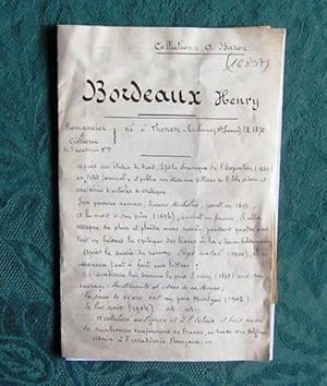 Lettre Autographe Signée d'Henry Bordeaux.