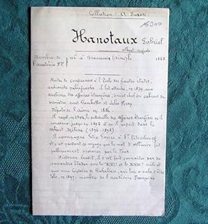 Lettre Autographe Signée de Gabriel Hanotaux.