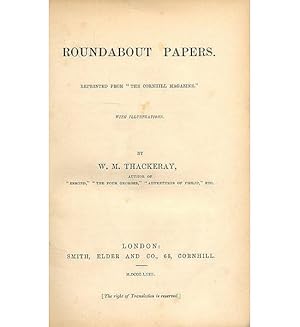 Seller image for Roundabout Papers. Reprinted from 'The Cornhill Magazine'. for sale by Jarndyce, The 19th Century Booksellers
