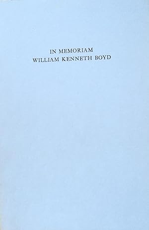 Seller image for In Memoriam William Kenneth Boyd, January 10, 1879-January 19, 1938 for sale by School Haus Books