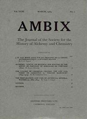 Image du vendeur pour AMBIX, VOL. XXXI: The Journal of the Society for the Study of Alchemy and Early Chemistry mis en vente par By The Way Books