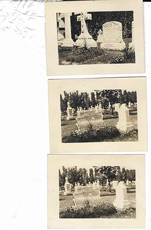 3 VINTAGE CEMETARY TOMBSTONE GRAVESTONE PHOTOGRAPHS ONE OF WHICH IS OF REV. JOSEPH NETZEL