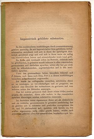 Imperativisch gebildete substantiva. Sonderdruck aus: Archiv für das Studium der neueren Sprachen...