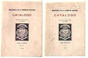 CATALOGO SECCION VASCONGADA, AUTORES. TOMO PRIMERO (A-K) Y SEGUNDO L-Z). 1965-1966. 2 TOMOS.