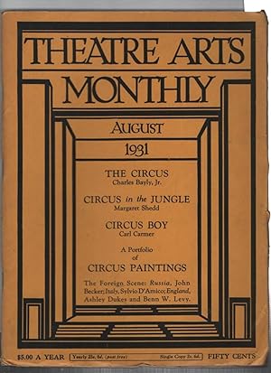 Image du vendeur pour Theatre Arts Monthly. Volume XV Number 8. August, 1931. mis en vente par Recycled Books & Music
