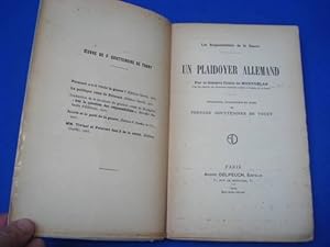 Imagen del vendedor de Un plaidoyer allemand. les responsabilits de la guerre a la venta por Emmanuelle Morin