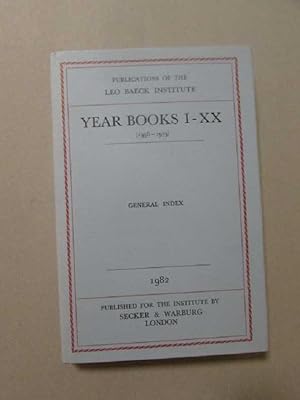 Bild des Verkufers fr Publications of the Leo Baeck Institute - Year Books I-XX, General Index (1956-1975) zum Verkauf von Bookstore-Online