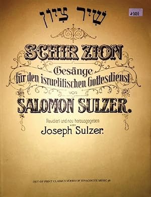 Seller image for Schir Zion; Gesange Fur den Israelitischen Gottesdienst Series No. 6 for sale by Alplaus Books