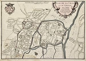 Plan de la Ville et du Ch?teau de Caen en Normandie.