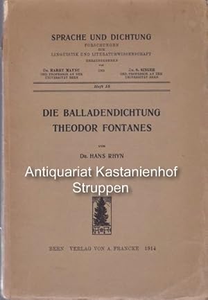 Bild des Verkufers fr Die Balladendichtung Theodor Fontanes"," zum Verkauf von Antiquariat Kastanienhof