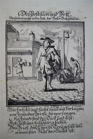 Der Postilion und Bott. Kupferstich aus Christoph Weigels Ständebuch von 1711.